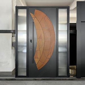 Grandsea Nuevo diseño Villa Exterior Puerta de entrada pivotante de madera moderna con cerradura de puerta inteligente - Product Image 1