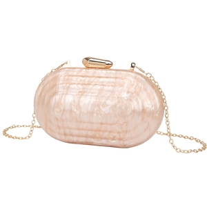 Women Elegant Oval Marbling Acrylic Wedding Clutch <b>Purse</b> Metal Chain Evening Handbag for Dinner Night Out Bar - Product Image 4