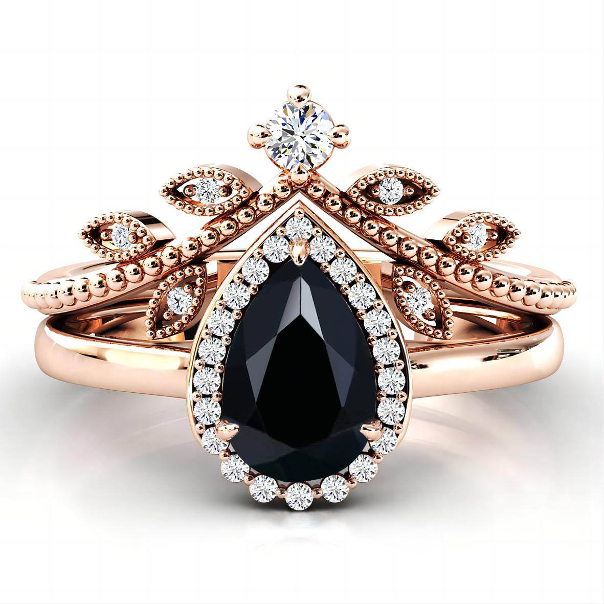 Natural Black Onyx -Rose Gold