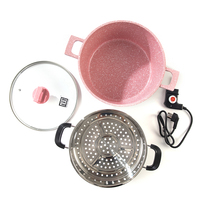 MGC Cuisine 28 marmites électriques fond plat rose saupoudré point blanc antiadhésif en aluminium moulé sous pression casserole en métal