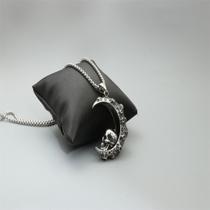 <b>Moon</b> Skull Pendant Necklace Tibetan Silver Unisex Gift Jewelry - Product Image 3