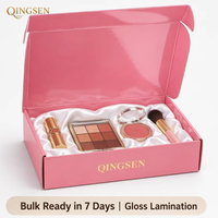 Boîte d'expédition personnalisée rose pâle avec fermeture à languette, finition brillante, pour kit de maquillage cosmétique, emballage cadeau pour marque de beauté et cosmétiques