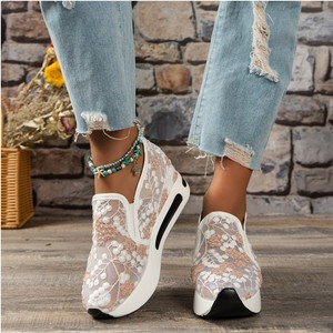 Nouvelles chaussures décontractées pour femmes en dentelle et gaze, semelle épaisse, style printemps - Product Image 2