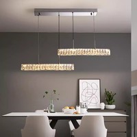 Lustre moderne en cristal pour table à manger, décoration de bar, luminaire de luxe, lampe de plafond pour pièce, luminaire suspendu en acier inoxydable