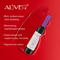 ALIVER Coffret de 6 rouges à lèvres liquides mats véganes, logo personnalisé, teinte à lèvres naturelle coréenne, imperméable, kit de gloss à lèvres magique en forme de bouteille de vin