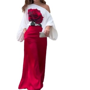 Nouvel ensemble décontracté 2 pièces pour femme : haut imprimé à épaules dénudées et pantalon taille haute tendance - Product Image 4