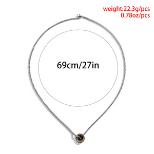 남성용 쥬얼리 목걸이 스테인레스 스틸 롤로 체인 목걸이 더블 링 목걸이 패션 - Product Image 6