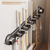 Support mural multi-positions sans perçage à ventouse pour balai et serpillière, pour accessoires de nettoyage domestique