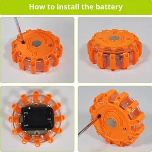 3 упаковки дорожных вспышек 9 + 1 Функции Водонепроницаемый аварийный маяк с магнитом сигнальная лампа - Product Image 6