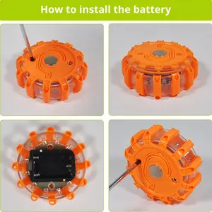 3 Pack 9 + 1 Functies Veiligheid Waterdichte Flare Noodschijf Baken Weg Fakkels Knipperend Waarschuwingslampje Met Magneet