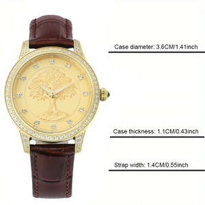3D Dial Design <b>Couple</b> Jade <b>Watch</b> for Men and Women Leather Strap Luxury Gold Automatic Mechanical Diamond Jewelry <b>Watch</b> - Product Image 4