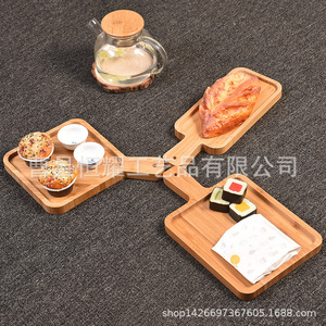 Plateau de service en bambou avec poignées, forme carrée, pour pizza, petit-déjeuner, pique-nique en plein air, usage domestique, personnalisable - Product Image 2