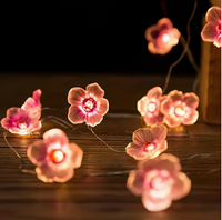 Guirlande lumineuse LED en fil de cuivre style fleur de cerisier, alimentation par piles, blanc chaud doux, pour festival, salon, décoration intérieure