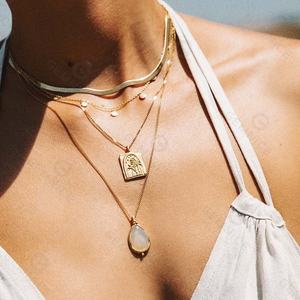 Collar Gemnel <span class=keywords><strong>2026</strong></span>, Joyería de Plata S925, Cadena Delicada Hecha a Mano con Cinco Pequeños Discos Dorados, Collar de Monedas - Product Image 5