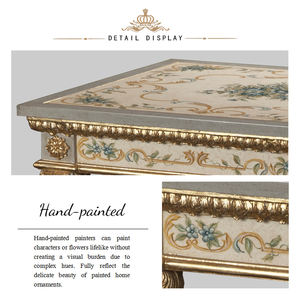 Yips, serie europea de resina, tallado a mano, patrón de rosa azul pintado a mano, mesa auxiliar clásica para sala de estar - Product Image 4