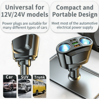 Adaptateur allume-cigare double pour voiture, 3 prises USB à charge rapide, adaptateur allume-cigare avec prise de charge FM, chargeur de voiture BT5.0