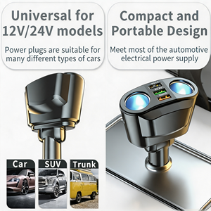 Adaptateur allume-cigare double pour voiture, 3 prises USB à charge rapide, adaptateur allume-cigare avec prise de charge FM, chargeur de voiture BT5.0 - Product Image 4