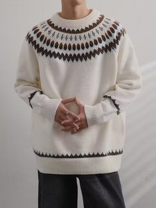 <span class=keywords><strong>Pull</strong></span> en maille jacquard tendance pour homme, style coréen, polyvalent, décontracté, respirant à l'avant, idéal pour le <span class=keywords><strong>printemps</strong></span> et Noël, nouveauté - Product Image 4