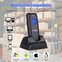 Escáner de Código de Barras Portátil Mini YHD-3600DB de Escaneo Rápido, Lector de Códigos QR Inalámbrico Bluetooth 2D con Base de Carga