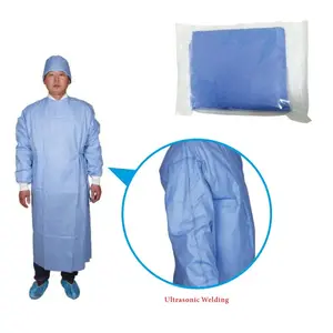 EN13795 Hospital Gowns Medical SMS Surgical Non Woven Disposable Isolation Gown Standard And High Performance