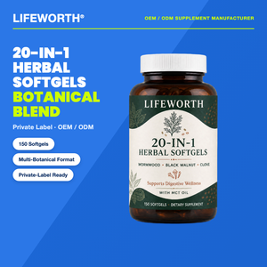 LIFEWORTH Gélules Herbales 20-en-1 <span class=keywords><strong>avec</strong></span> Absinthe, Noyer Noir et Clou de Girofle pour le Bien-être Digestif OEM - Product Image 1