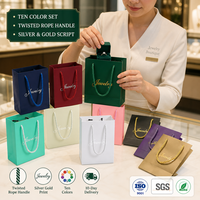 Sacs personnalisés pour bijoux, cadeaux de mariage, avec logo imprimé, en papier cartonné blanc et rose, avec cordelette, écriture cursive, colorés, pour boutique, petit MOQ 500 pièces