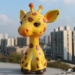 大型キリン屋外彫刻プレミアムグラスファイバー動物像室内装飾用樹脂工芸品アート - Product Image 3