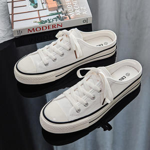 Men's summer low heel <b>half</b>-slipper canvas shoes for men versatile for all occasions <b>half</b>-slipper Canvas trendy Shoes - Product Image 4