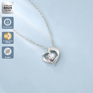 Collier cœur cadeau de Noël, diamant moissanite, argent sterling 925, CZ <span class=keywords><strong>rose</strong></span>, zircone cubique, pendentif amour pour femmes - Product Image 3