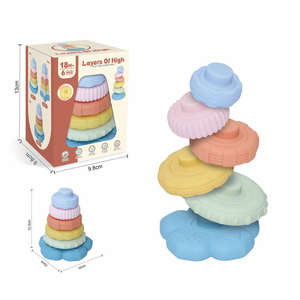 Jouet éducatif pour bébé <span class=keywords><strong>en</strong></span> gros, jouet d'empilage <span class=keywords><strong>en</strong></span> caoutchouc souple, jouet amusant <span class=keywords><strong>de</strong></span> dessin animé, <span class=keywords><strong>tour</strong></span> d'empilage arc-<span class=keywords><strong>en</strong></span>-ciel, <span class=keywords><strong>blocs</strong></span> d'empilage - Product Image 5