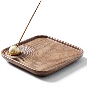 Porte-encens en bois fait main avec support en laiton, brûleur de bâtonnets aromatiques, utilisation toute saison, design moderne pour la décoration de la maison pendant le Ramadan - Product Image 1