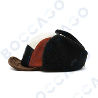 Chapeau d'aviateur en velours côtelé color block avec cache-oreilles en polaire d'agneau, cordon de serrage et visière plate, idéal pour le ski, le cyclisme et les activités de plein air en hiver