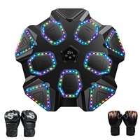 Machine de boxe musicale intelligente 9 cibles améliorée, avec éclairage LED RGB, support mural, 9 modes, batterie 30 jours et gants