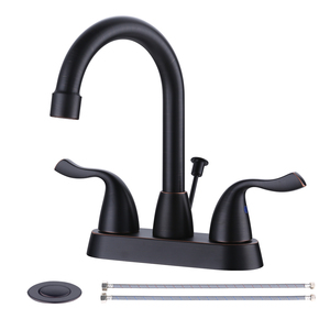 Lavabo de Acero Inoxidable con Válvula de Desagüe de Cerámica y Líneas de Suministro de Agua Doradas para Sala de Estar - Product Image 4