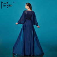Volants Sirène Bleu Sequin Longue Élégante Modeste Robes De Soirée Robe De Soirée Pour Les Femmes