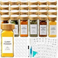 4oz Acacia kaca kayu stoples bumbu desain Modern persegi merica botol bumbu untuk dapur 120ml botol bubuk
