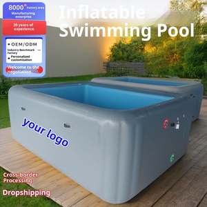 Customized Square Large PVC Drop Stitch Inflatable Above Water Swimming <strong>Pool</strong> <strong>with</strong> <strong>Filter</strong> Pump for Backyard Summer Play - Product Image 1
