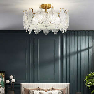 Offre Spéciale plafonnier décoratif français chambre moderne minimaliste rond abat-jour en verre plafond led lampes - Product Image 5