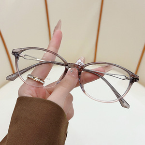 Gafas de lectura TR de metal para mujer 6015, color gris, forma ovalada, elegantes, ligeras, lentes transparentes - Product Image 4