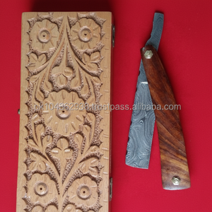 Maquinillas de afeitar de barbero de diseño personalizado de alta calidad, maquinillas de afeitar de barbero de acero inoxidable con mango de madera - Product Image 1