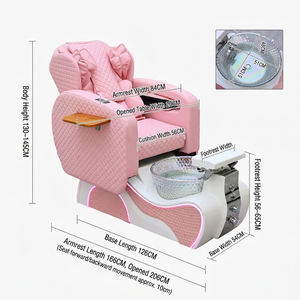 Fauteuil de pédicure spa rose tendance avec massage mécanique des mains, bassin LED, inclinaison électrique, station de salon de luxe - Product Image 4