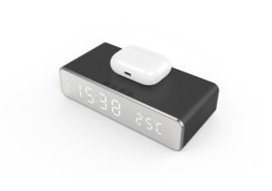 Wireless Charger with Digital Alarm <b>Clock</b> <b>LED</b> Display Temperature Date Fast Charging Pad Desktop <b>Clock</b> for Bedroom - Product Image 6