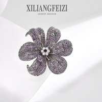 XILIANGFEIZI Bros Bunga Mewah Berkualitas Tinggi Desain Kreatif dengan Zirkon Mikro-inset Aksesoris Pin Corsage Bunga Sederhana