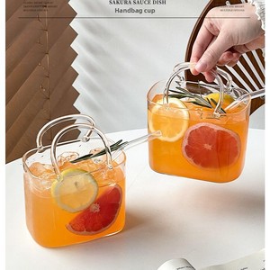 Tasse à thé aux fruits d'été tendance style <span class=keywords><strong>sac</strong></span> à <span class=keywords><strong>main</strong></span> en verre borosilicate transparent créatif et original <span class=keywords><strong>sans</strong></span> poignée ni couvercle pour cocktails - Product Image 2