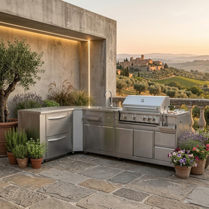 Cucina Esterna Modulare OEM/ODM in Acciaio Inox 304 con Finitura Metallica Antibatterica e Griglia per Giardino - Product Image 1