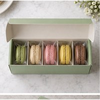 Boîte à macarons personnalisée écologique Fovaire, imprimée en quatre couleurs, emballage en carton pliable pour macarons et présentation de cadeaux de boulangerie