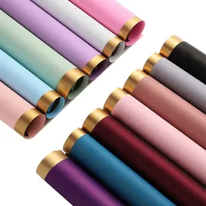 Dernier Hot 20 pcs/sac étanche Bouquet papier d'emballage deux couleurs luxe or fleur papier d'emballage