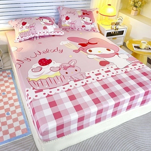 Ensemble de literie Cake <span class=keywords><strong>My</strong></span> Melody 3 pièces, imprimé de dessins animés mignons, drap-housse tout compris - Product Image 2
