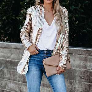 Cárdigan de Mujer con Lentejuelas Multicolores y Manga Larga, Traje de Moda - Product Image 3