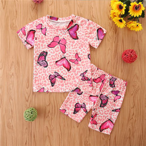 Collection Été 2022 : Ensemble Bébé Imprimé Papillon et Léopard – Tenue Moto Courte Douce et Adorable pour Enfants – Vêtements de Boutique pour Bébés - Product Image 3